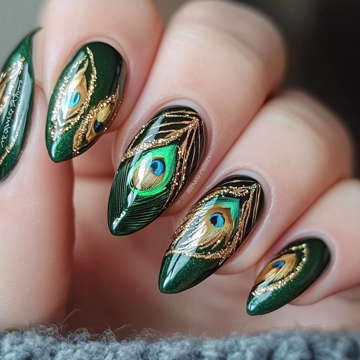 Elegantes Pfauen-Nagelkunst-Set Brehn