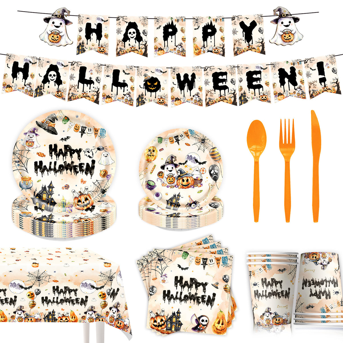 Papierservietten-Set mit Halloween-Motiven und detailreichem Druck für Partydekoration