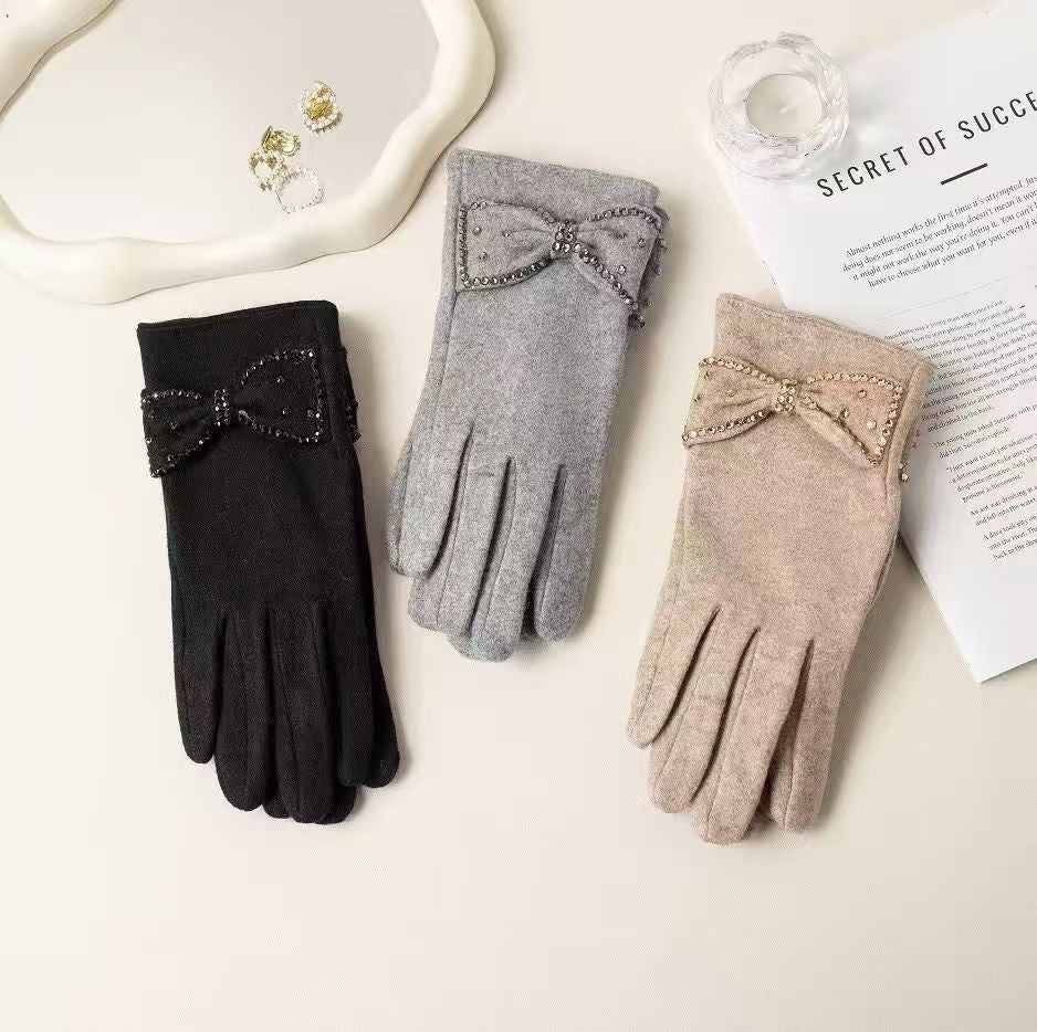 Elegante Bow Detail Touchscreen-Handschuhe Brehn