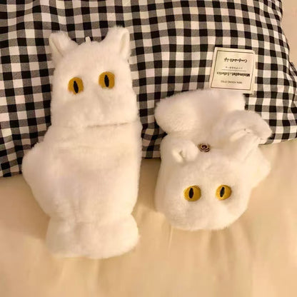 Niedliche katzenmotivierte Plüschhandschuhe Brehn