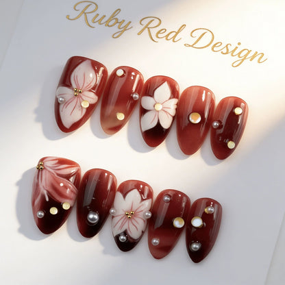 Elegante florale Acryl-Nagelspitzen-Set