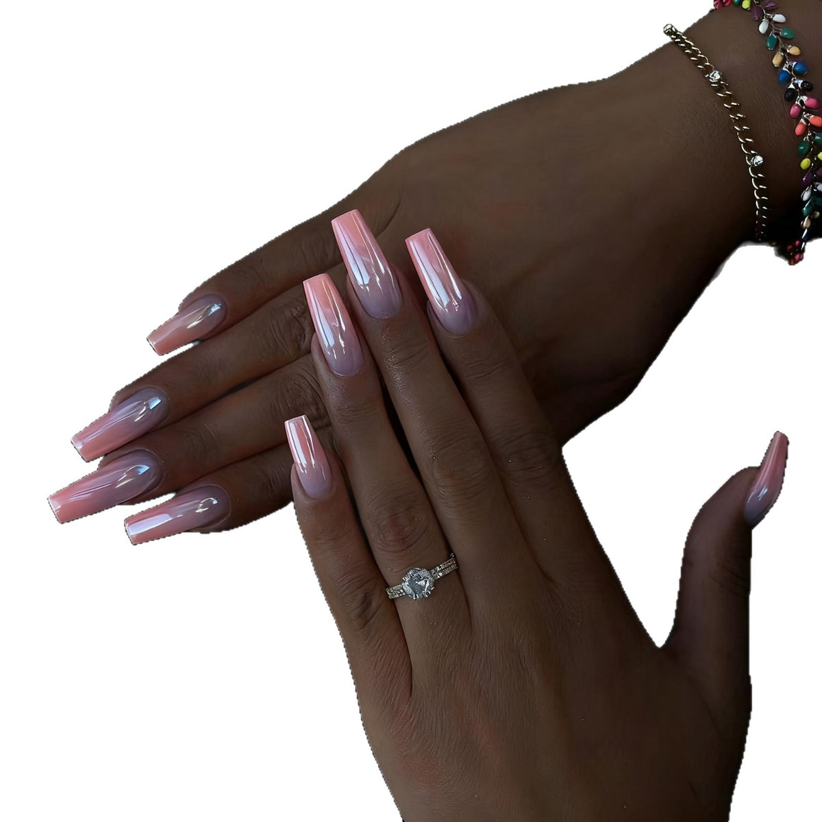 Glänzende Ombre-Nagelverzierungen Brehn