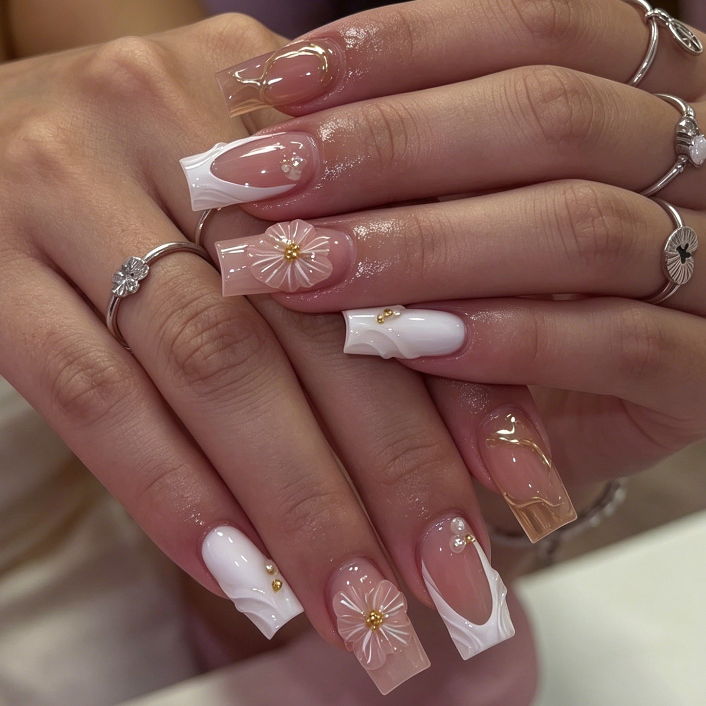 Deluxe Floral Acryl Nagelkunst Set Brehn