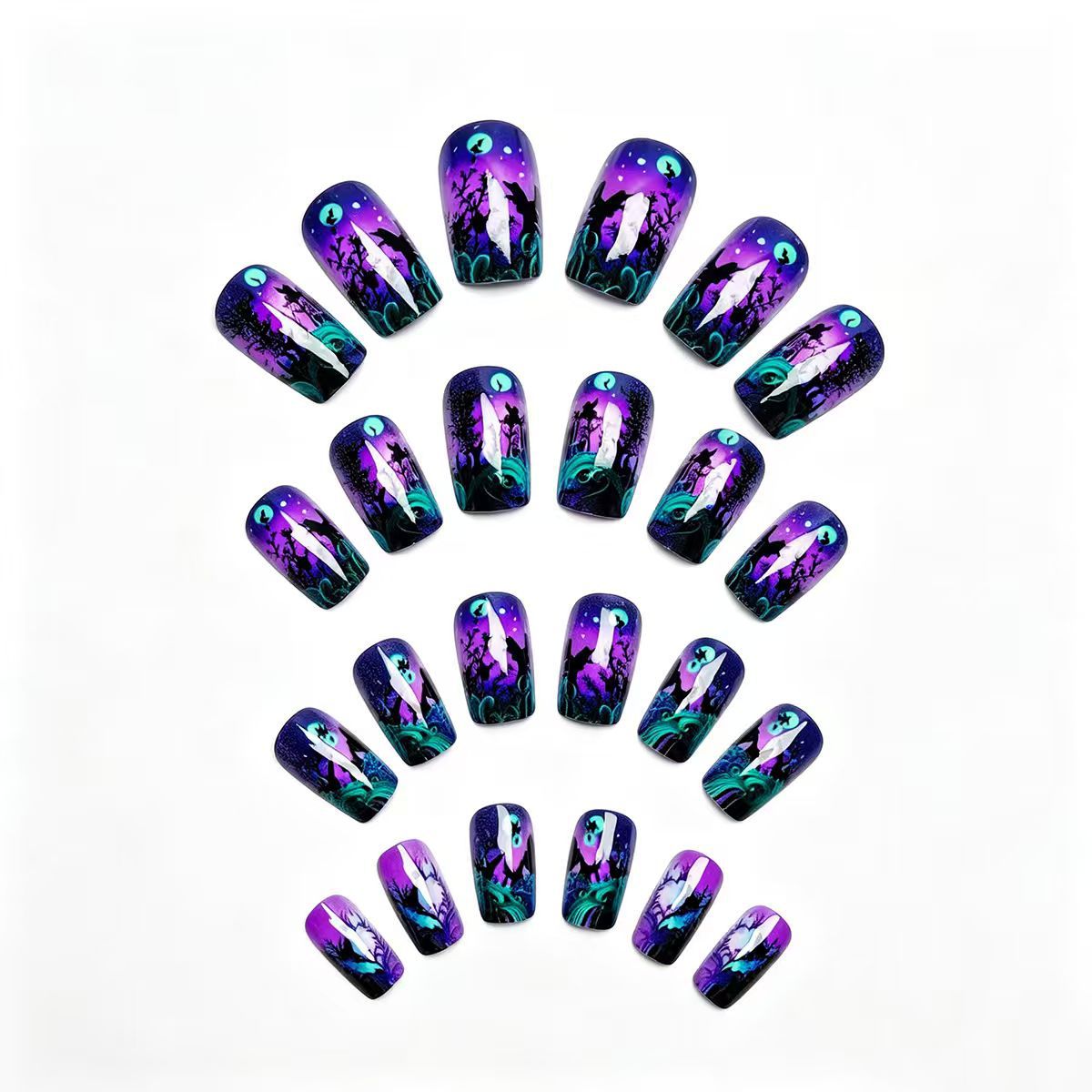 Kunstnageldesign mit Schmetterling und Nachtmotiv Brehn