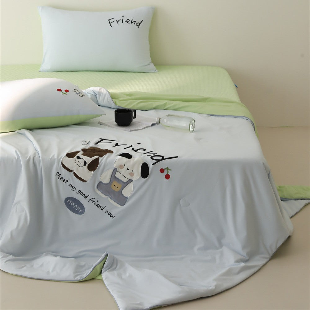 Bettwäsche-Set aus Baumwollsatin mit minimalistischem Panda-Print und extraweichem Spannbettlaken