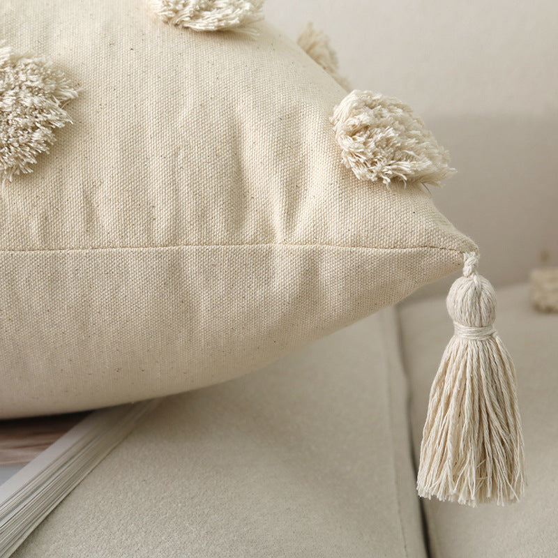 Dekoratives Boho-Puschelkissen mit strukturiertem Diamant-Tufting
