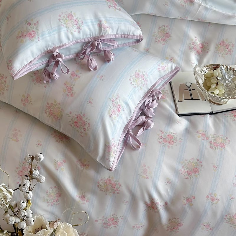 Seidenfarbene florale Mikrofaser Rüschende Bettwäsche Set mit Bettrock-Stil Saum