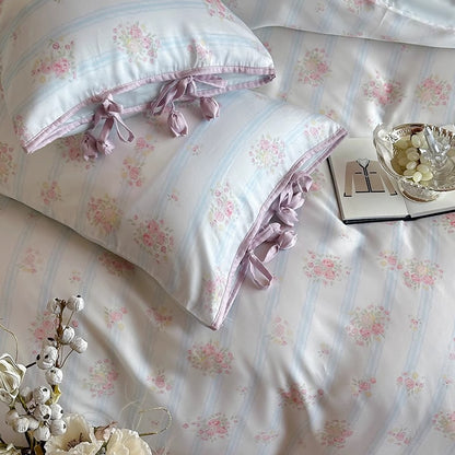 Seidenfarbene florale Mikrofaser Rüschende Bettwäsche Set mit Bettrock-Stil Saum