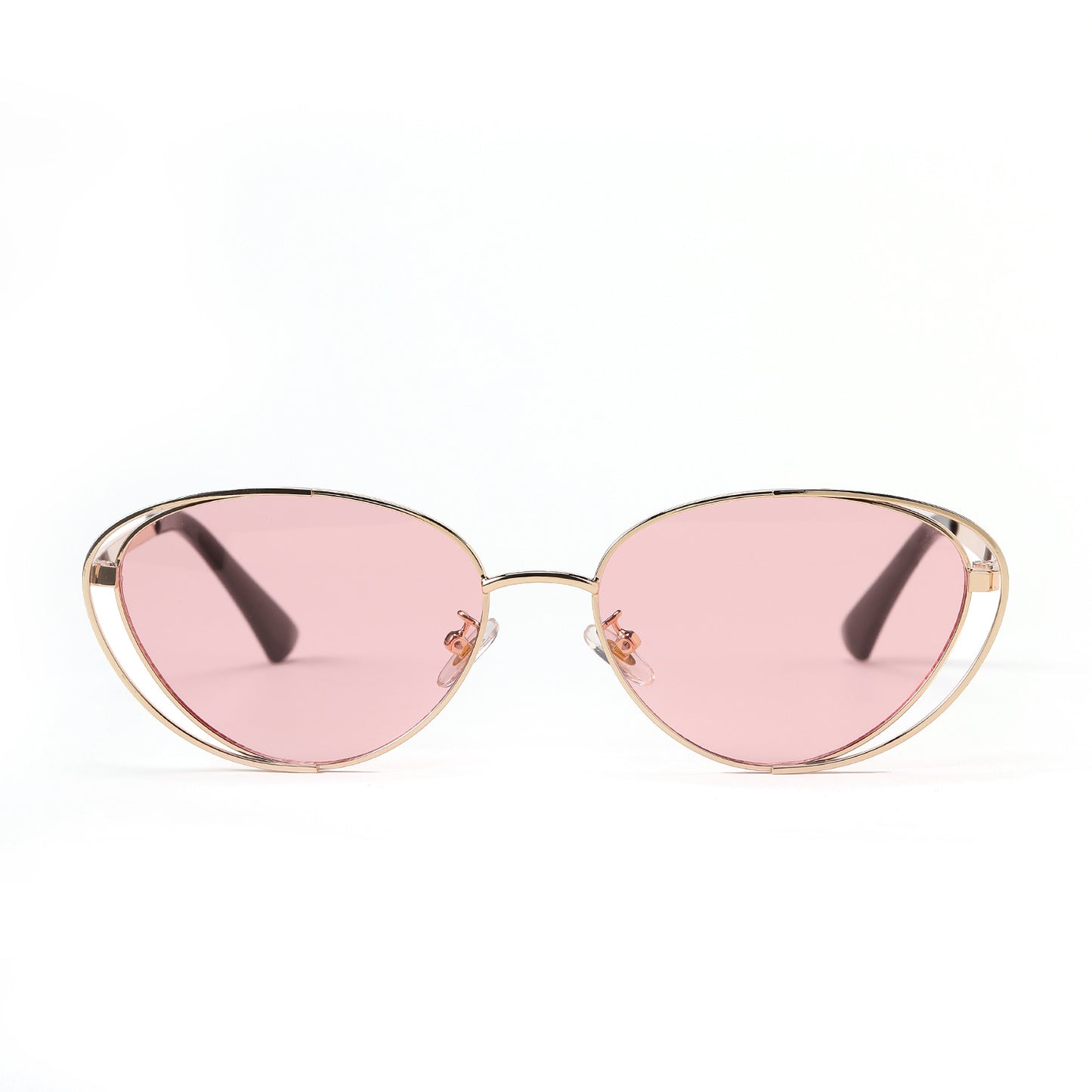 Damen geometrische Sonnenbrille mit rotem Glas und elegantem Metallrahmen Brehn
