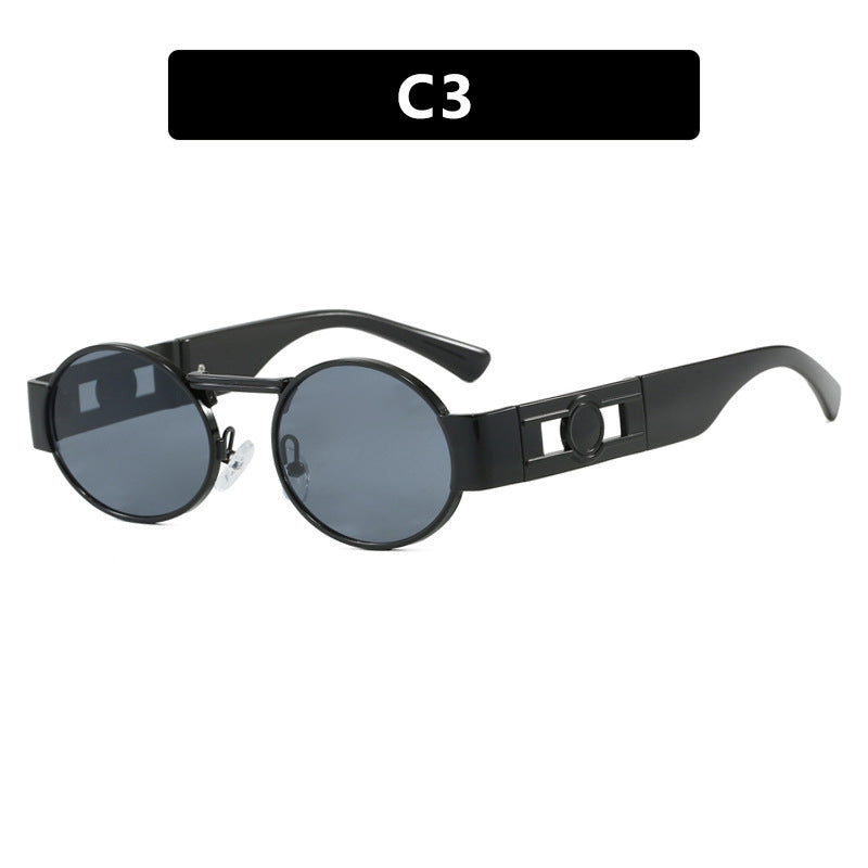 Damen runde Sonnenbrille mit modischem Metallrahmen und UV-Schutz Brehn