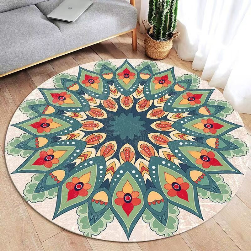 Kreisförmiger Vintage Blumenbereichsteppich Brehn