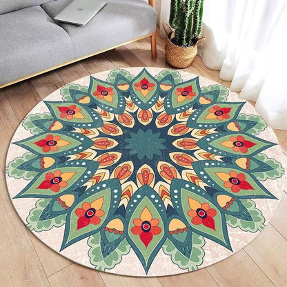 Kreisförmiger Vintage Blumenbereichsteppich Brehn
