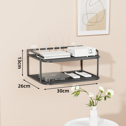 Wandmontierte belüftete Stahl-Dual-Tech-Regal für Router und Mediaplayer