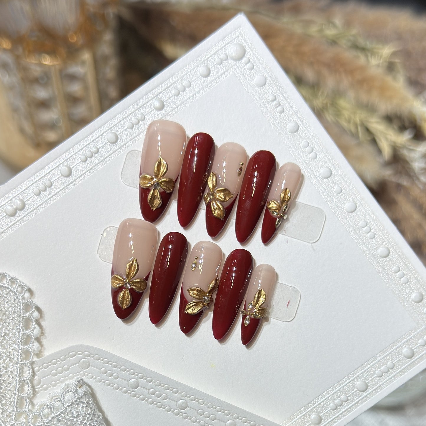 Luxuriöser Floraler Acrylnagel-Set Brehn