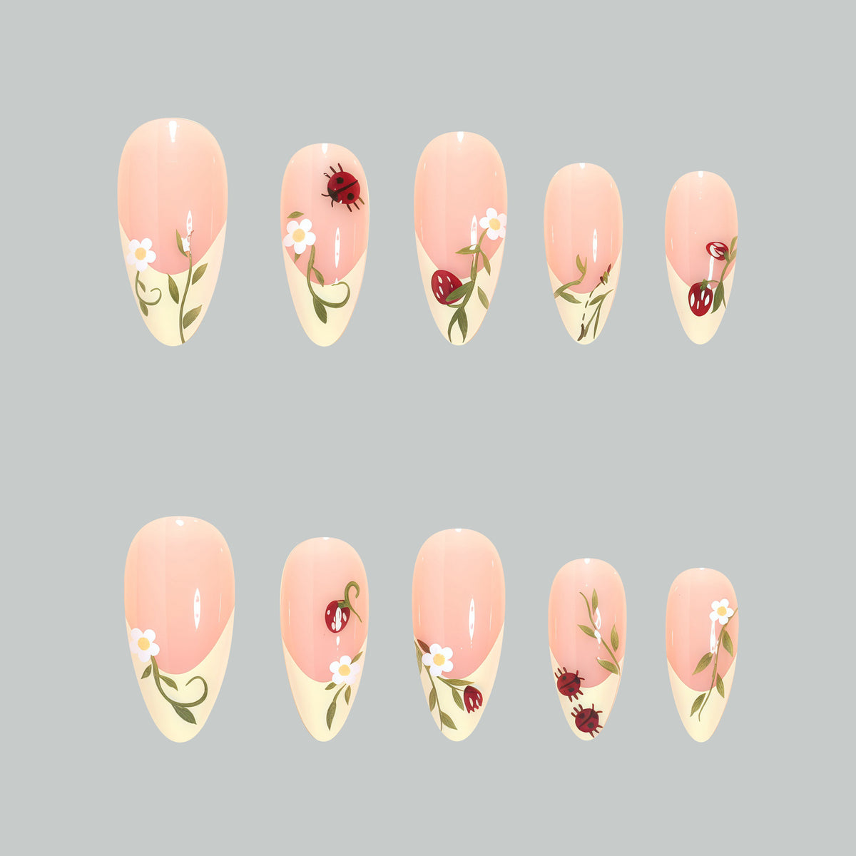Künstlerische florale Stiletto-Nageltips Brehn