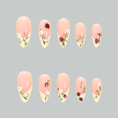Künstlerische florale Stiletto-Nageltips Brehn