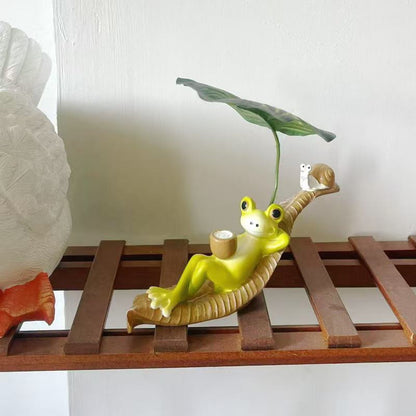 Lustige Froschfigur mit Blatt Deko Brehn