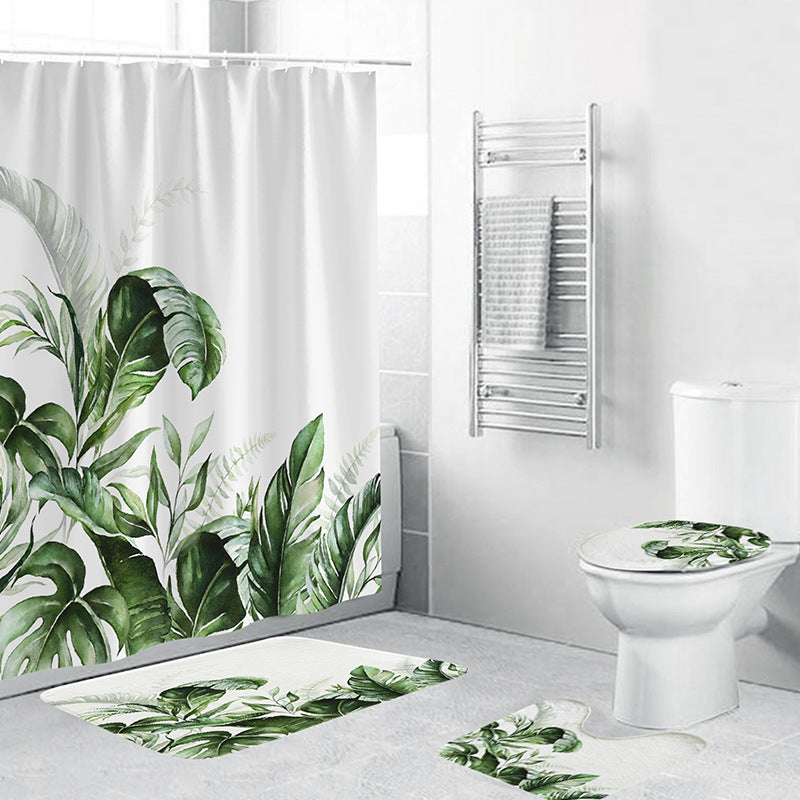 Tropisches Blattdruck Badezimmer Set Brehn