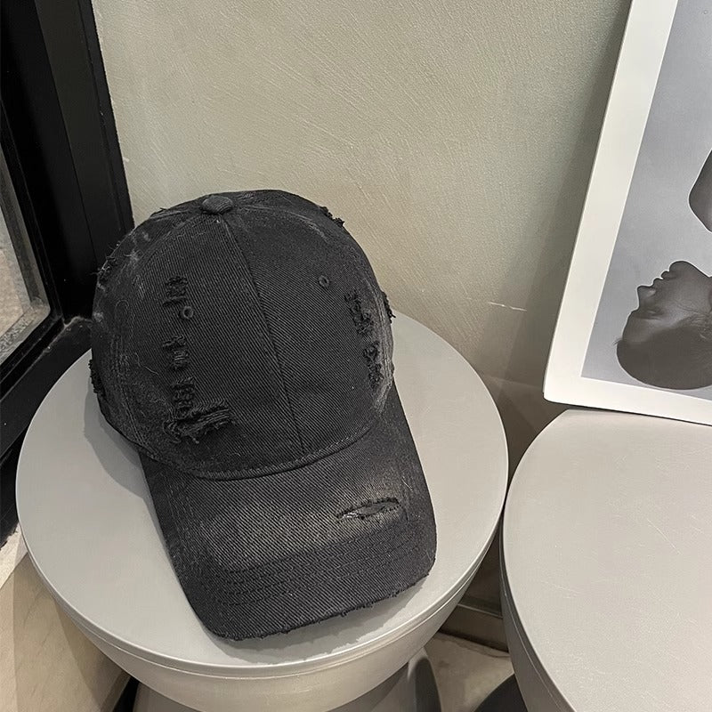 Damen Distressed Schwarze Denim Baseballmütze Brehn