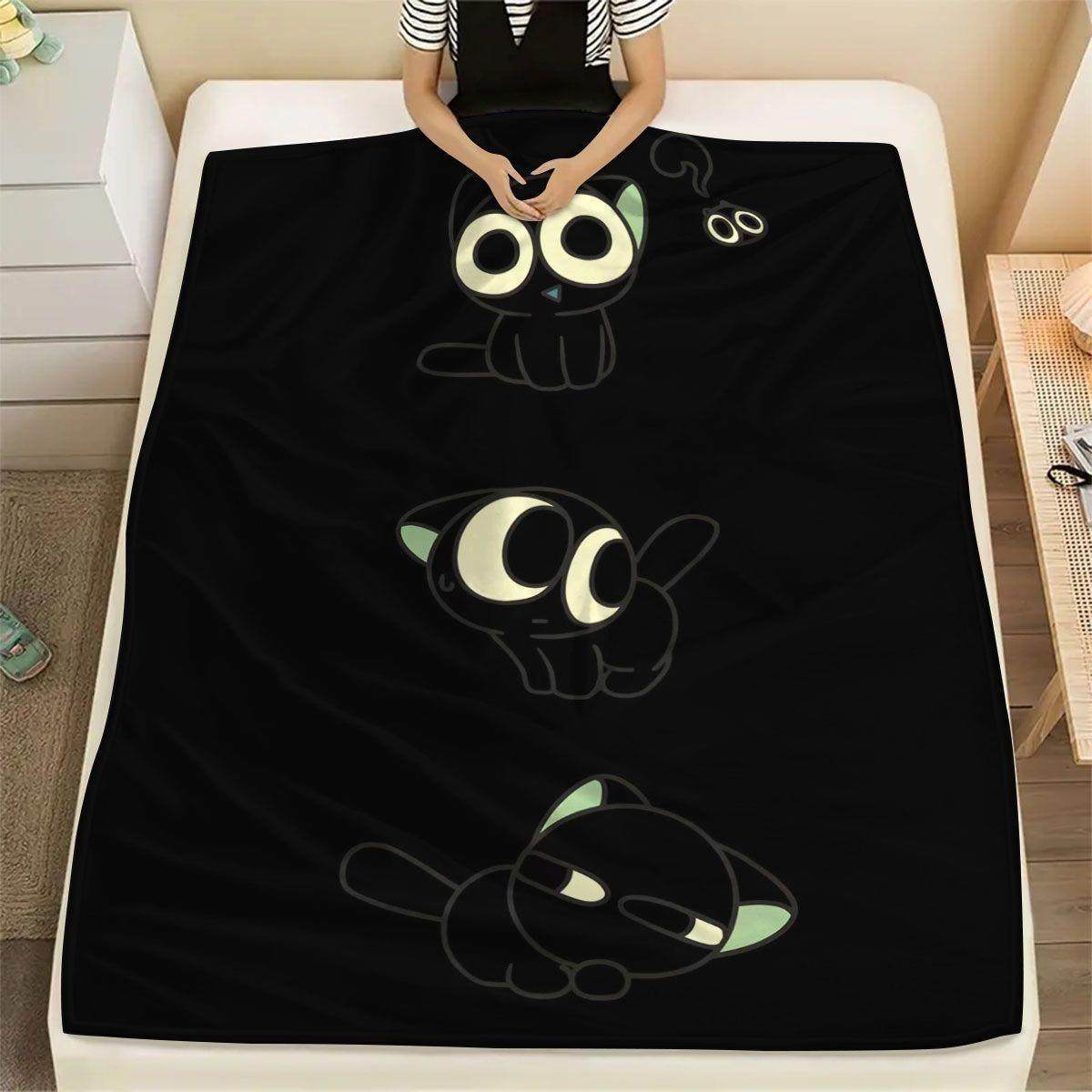 Gemütliche Cartoon-Katzen-Themen Fleece-Wurfdecke