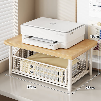 Desktop-Drucker- und Büromöbel-Riser mit Holzoberfläche und schiebbarer Netzschublade