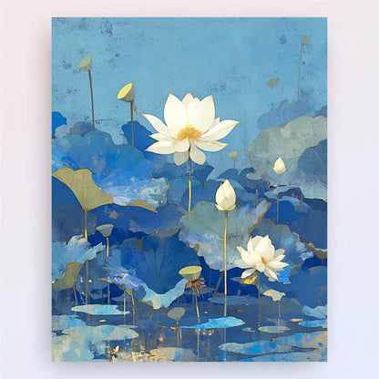 Zeitgenössischer Lotus-Blumen-Canvas-Kunstdruck Brehn