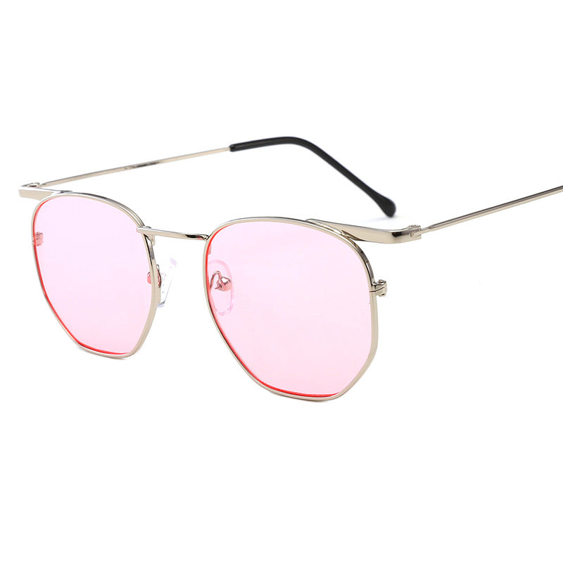 Damen modische geometrische Sonnenbrille mit elegantem Metallrahmen Brehn