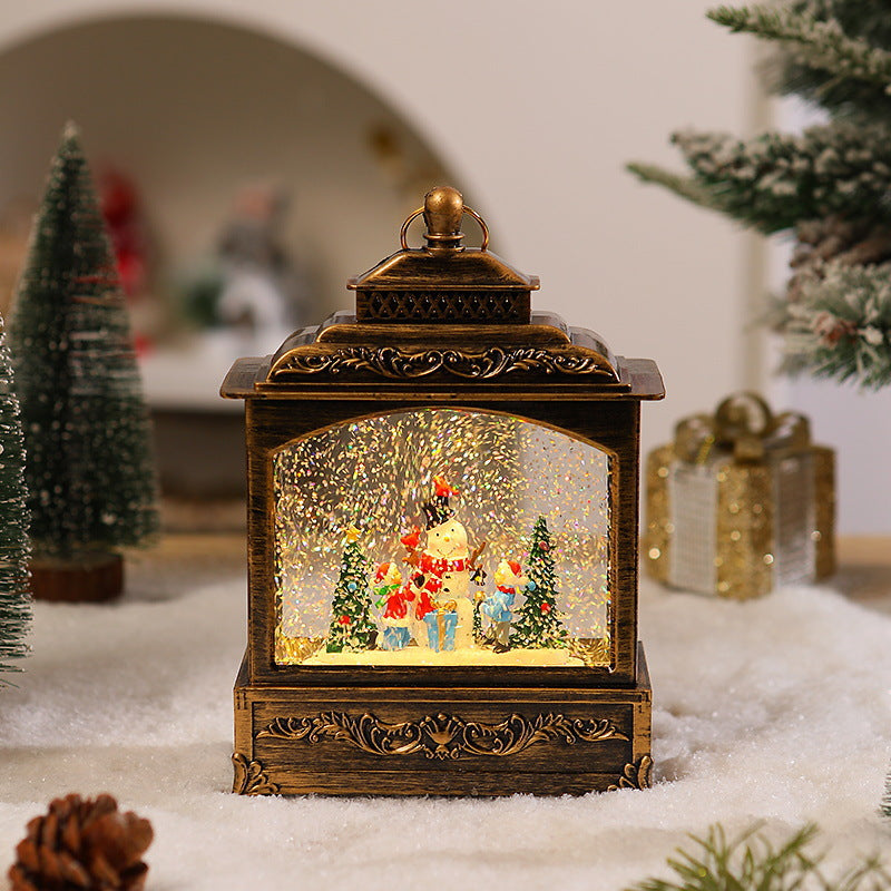 Nostalgische Weihnachtslaterne mit beweglicher Schneefallszene Brehn