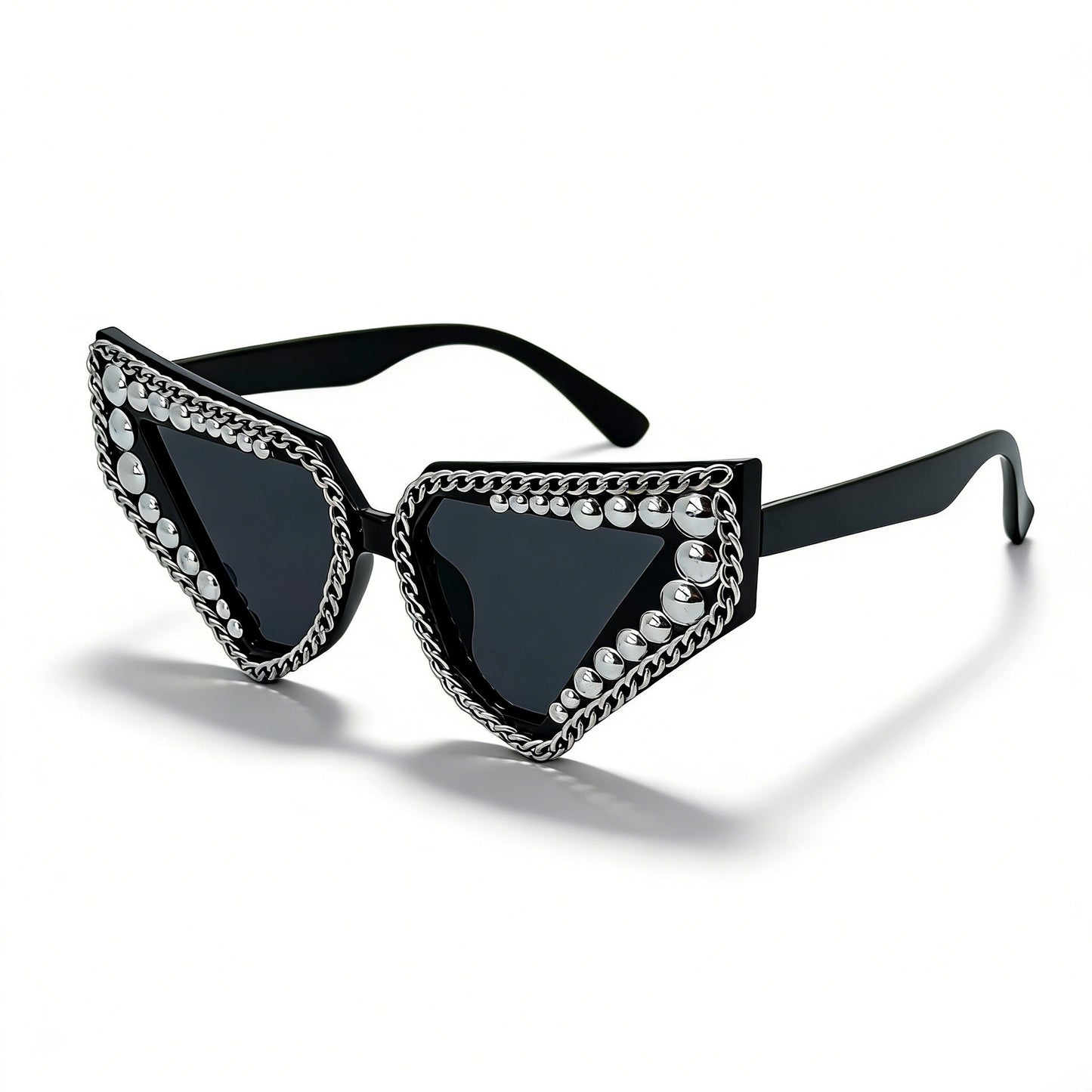 Damen Sonnenbrille mit einzigartigem dreieckigem Rahmen und funkelnden Akzenten Brehn