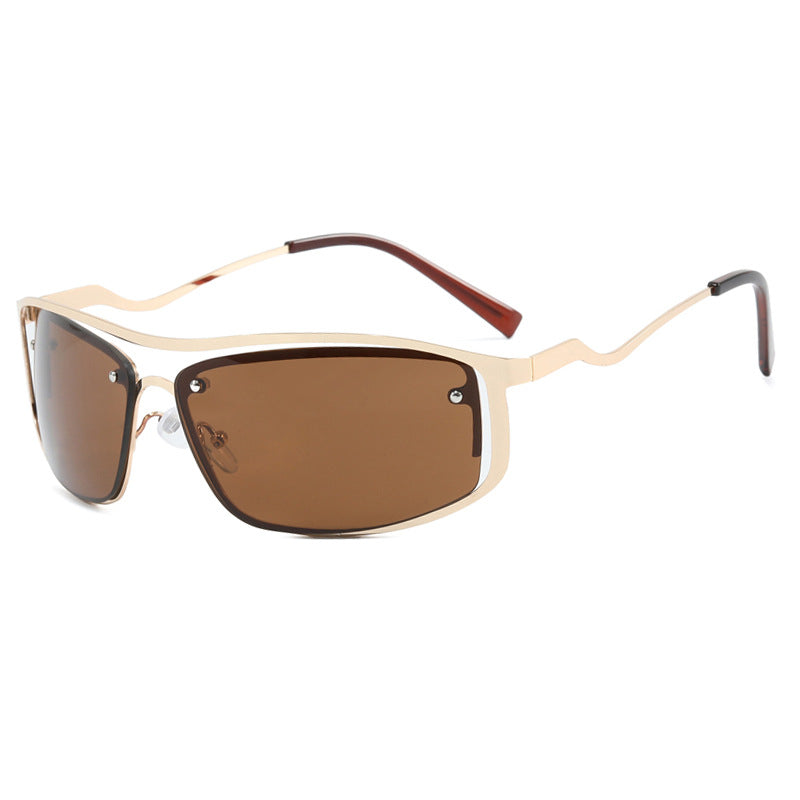 Damen futuristische Sonnenbrille mit elegantem Metallrahmen und hochtransparenten Gläsern Brehn