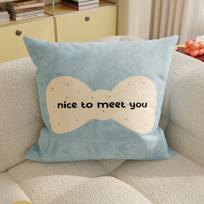 Square Plush Decorative Cushion Pillow with Illustrated House 'Room' Motif