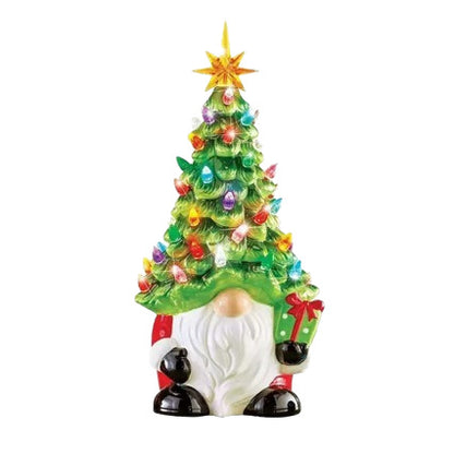 Weihnachtsmann Dekofigur mit Weihnachtsbaum Brehn