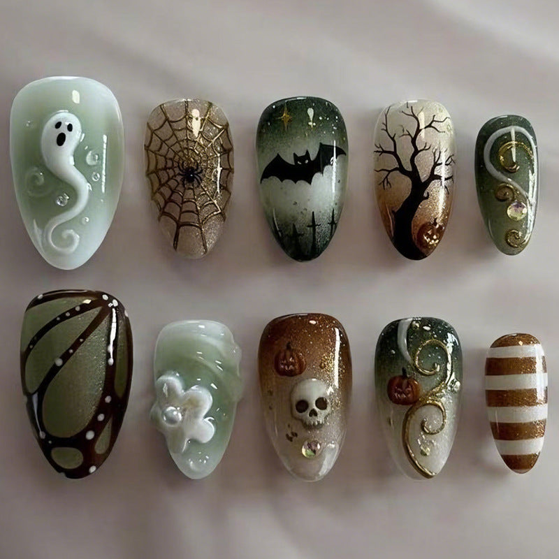 Halloween Kunstnagelset mit gruseligen Motiven Brehn