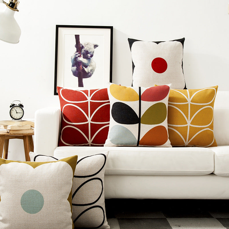 Quadratischer Zierkissenbezug im Retro-Scandi‑Stil mit zentralem Punktmotiv Brehn