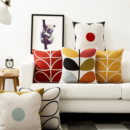 Quadratischer Zierkissenbezug im Retro-Scandi‑Stil mit zentralem Punktmotiv Brehn