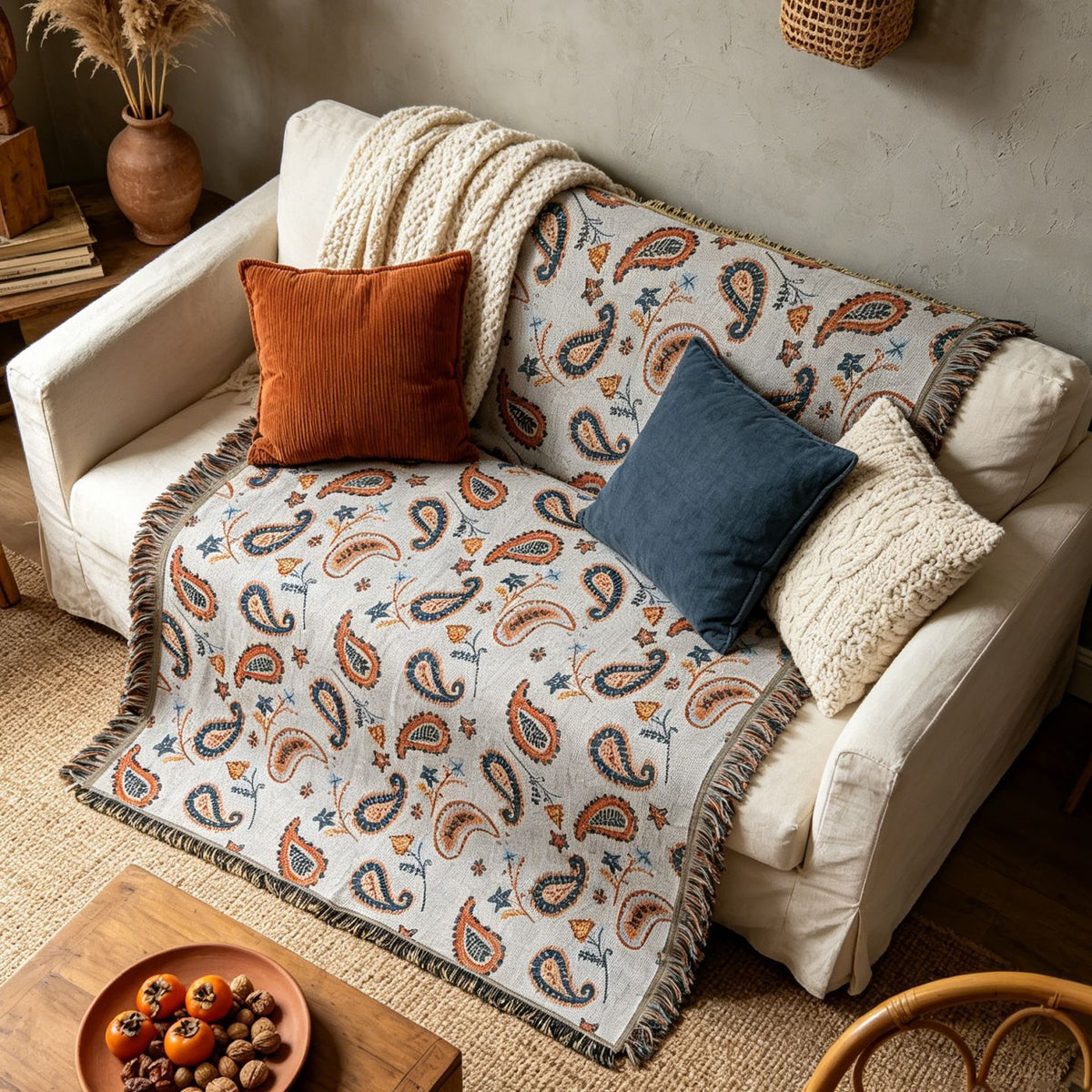 Elegante Paisleymuster Wandteppichwurfdecke