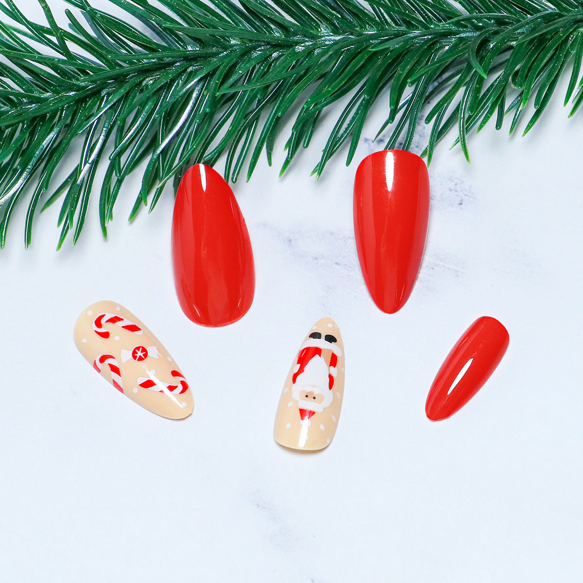 Festliches Santa Claus Press-On Nagelset Brehn