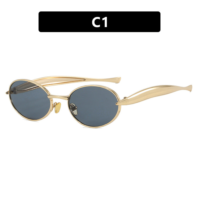 Damen modische Sonnenbrille mit ovalem Rahmen und funkelnden Details Brehn