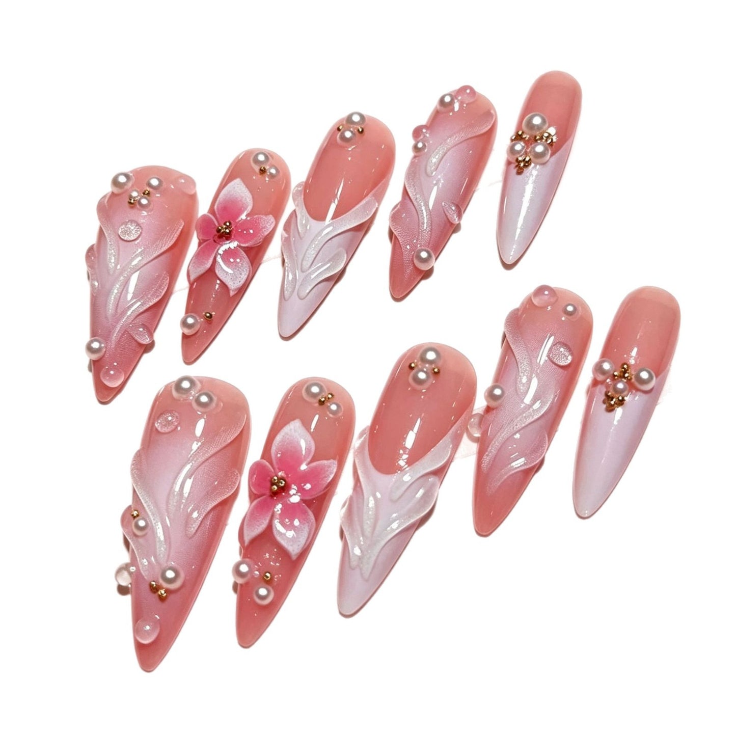 Blumen Design Presse-On Nagelspitzen Brehn