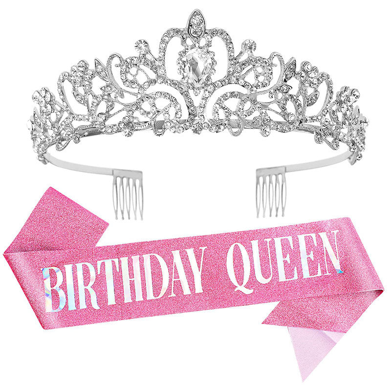 Damen Festliche Tiara mit schimmernden Strasssteinen Brehn