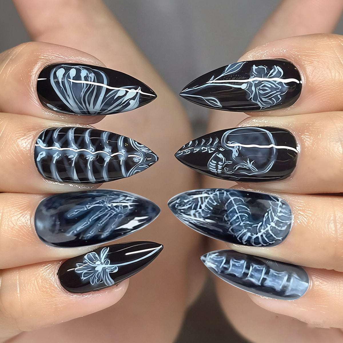 Künstlerisches Stiletto Press-On Nagelkunst Set Brehn