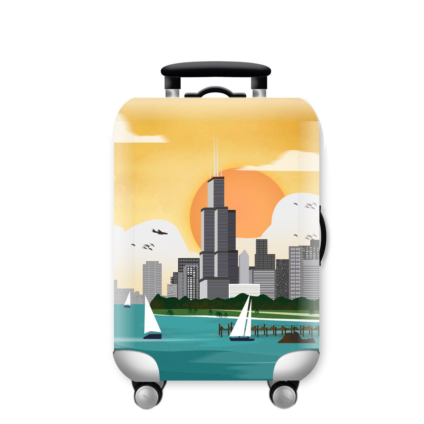Unisex Hartschalenreisekoffer mit urbanem Skyline-Motiv Brehn