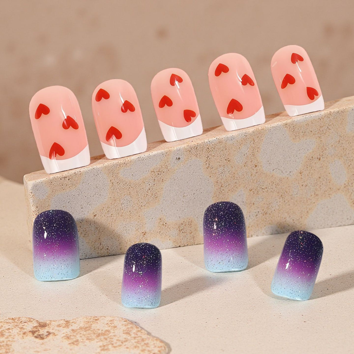 Kunstnagel Set mit romantischem Herzdesign Brehn