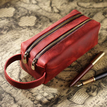 Doppelt-Zipper Leder Stiftetui