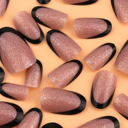 Glamouröse Glitzer Französische Spitzen Nagelverstärkungen Brehn
