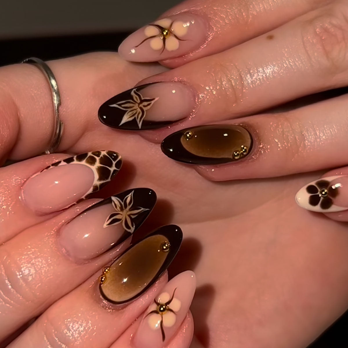 Künstlerische Blumen Press-On Nagelverlängerungen Brehn 1787913795