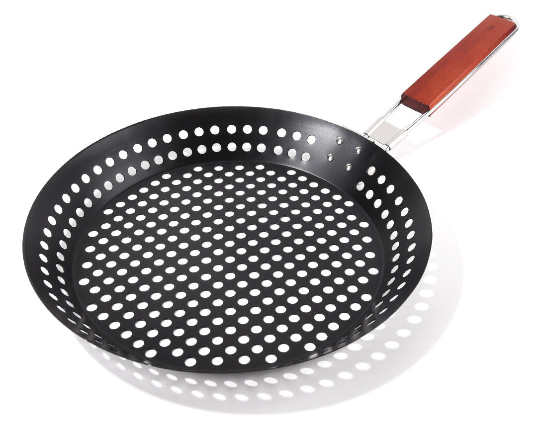 Perforierter Grillkorb Aus Stahl mit Klappbarem Holzgriff Brehn
