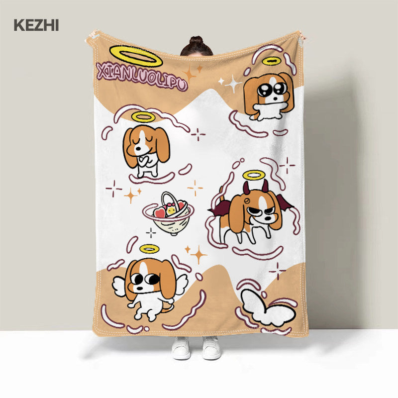 Süßes Cartoon-Hund-Themen-Fleece-Decke