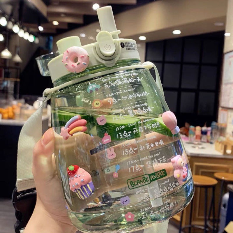 Damen große Wasserflasche mit integrierter Skala und Freisprecheinrichtung Brehn