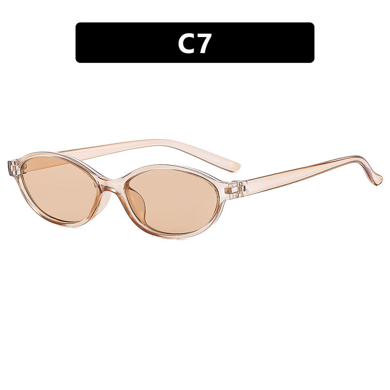 Damen ovalförmige Sonnenbrille mit transparentem Rahmen und UV-Schutz Brehn